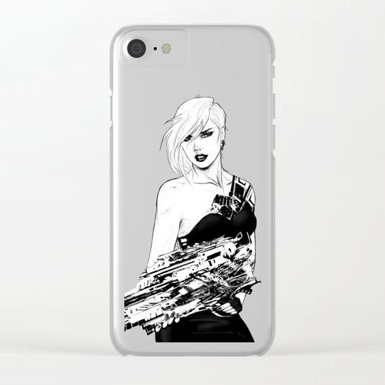 Arbitrary - Badass girl with gun in comic and pop art style Clear iPhone Case