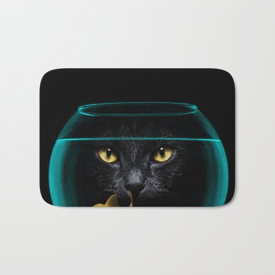Black Cat Goldfish II Bath Mat