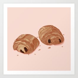 Deux p'tits Pains au chocolat Pink Art Print