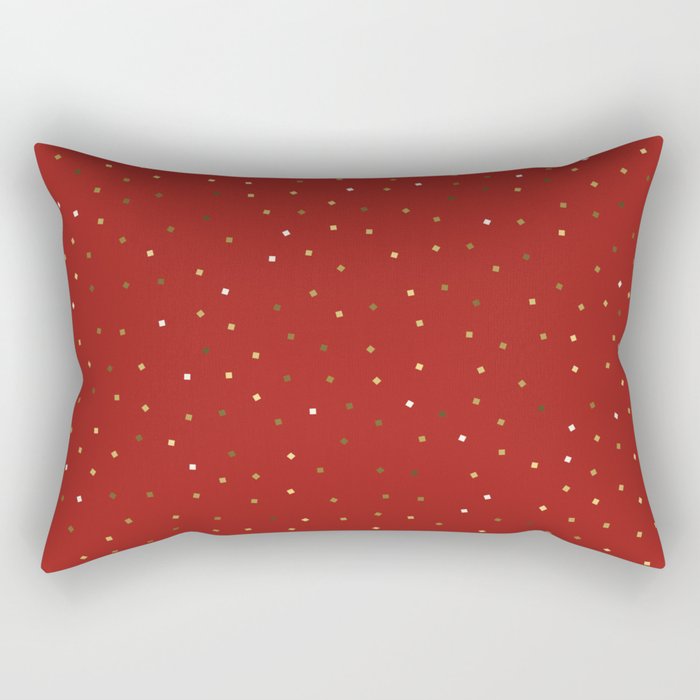 Simple Christmas seamless pattern Golden Confetti on Red Background Rectangular Pillow