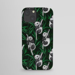 Panda cubs on dark green iPhone Case