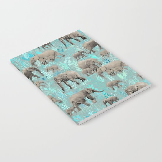 Sweet Elephants in Soft Teal Notebook