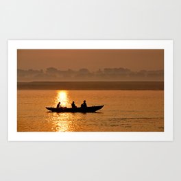 Sunset boat ride on the Ganges Art Print