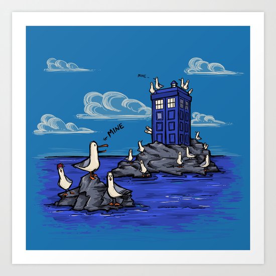 The Seagulls have the Phonebox Art Print