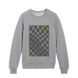 Grey earthy wavy checker Kids Crewneck