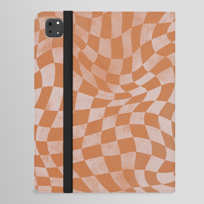 Orange grunge warp checked iPad Folio Case