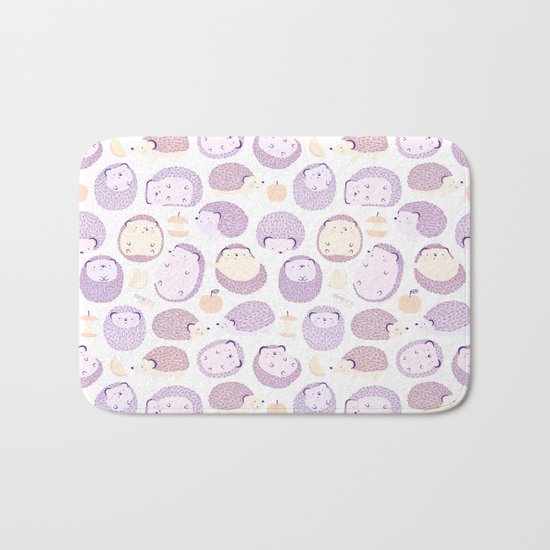 Happy Hedgies - Kawaii Hedgehog Doodle Bath Mat