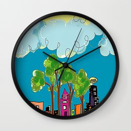 JL The City View Wall Clock | Cartoon, Digital, Graphicdesign, Landscape, Illustration, Architecture, Comic, Rainahjamean 