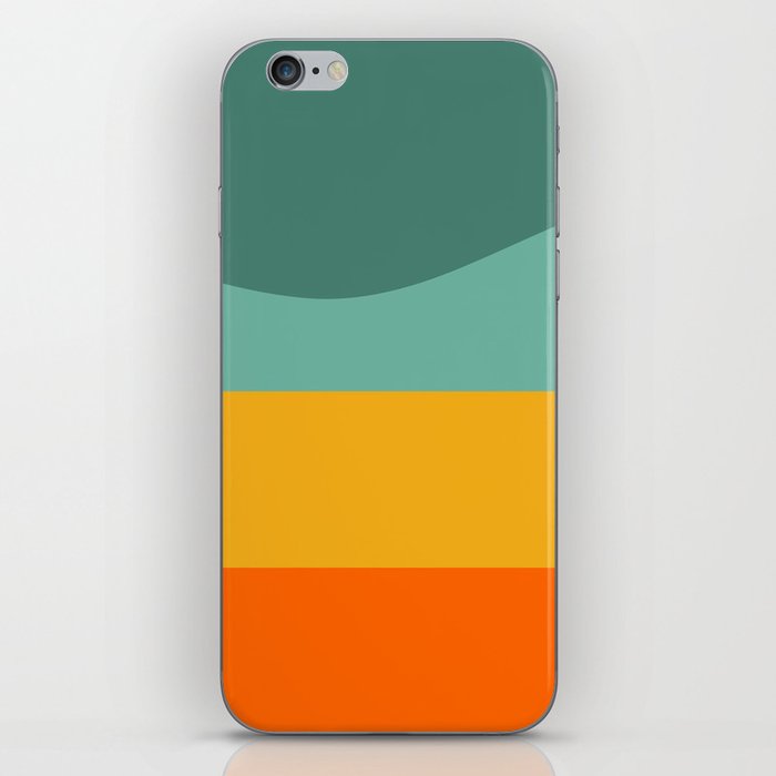 Minimalistic Wave Colorful Retro Art Pattern Design iPhone Skin