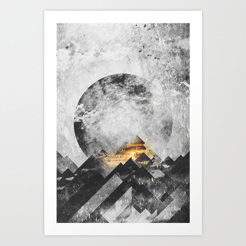 One Mountain At A Time - Black And White Art Print by Happymelvin
