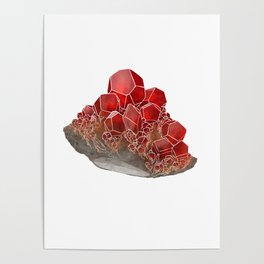 Garnet- January birthstone crystal gemstone specimen painting Poster