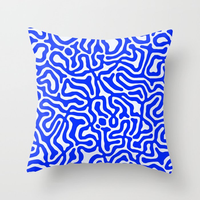 Blue Organic Liquid Lines Abstract Pattern Design Throw Pillow