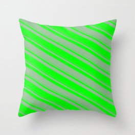 [ Thumbnail: Dark Sea Green & Lime Colored Lines/Stripes Pattern Throw Pillow ]