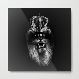 Lion, Lionart, King, Animal, Black, Minimal, Interior, Black White,Wall art, Art Print,Trendy decor Metal Print