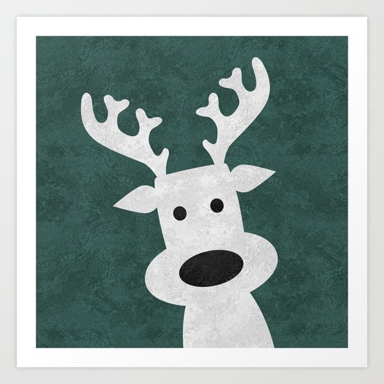 Christmas reindeer marble Art Print