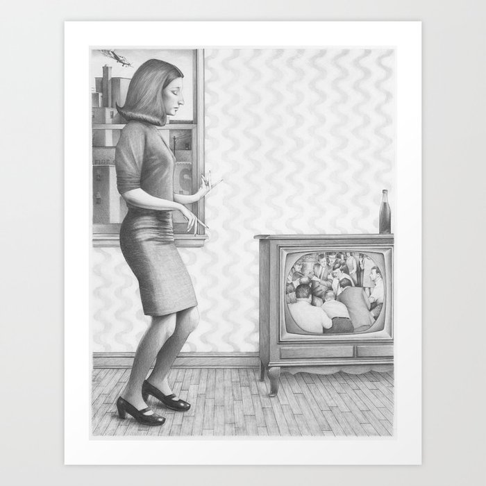 Girl with TV Art Print