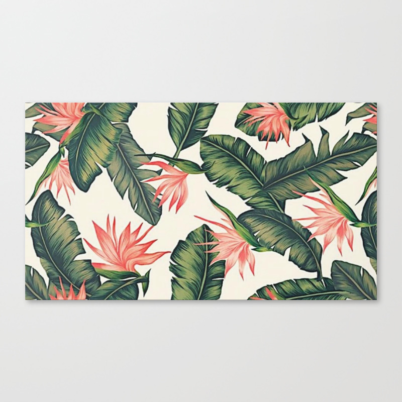 Palm Leaf & Flower Print Canvas Print
