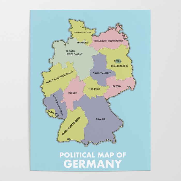 Political map of Germany Poster