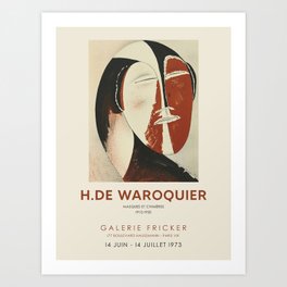 Henry de Waroquier. Exhibition poster for Galerie Fricker in Paris, 1973. Art Print