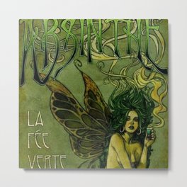 Vintage Parisian Green Fairy Absinthe Alcoholic Aperitif Advertisement Poster Metal Print