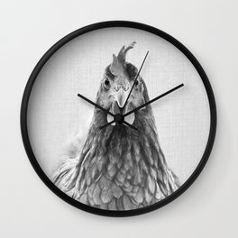 Chicken - Black & White Wall Clock