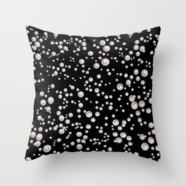 Pearls on Black Throw Pillow