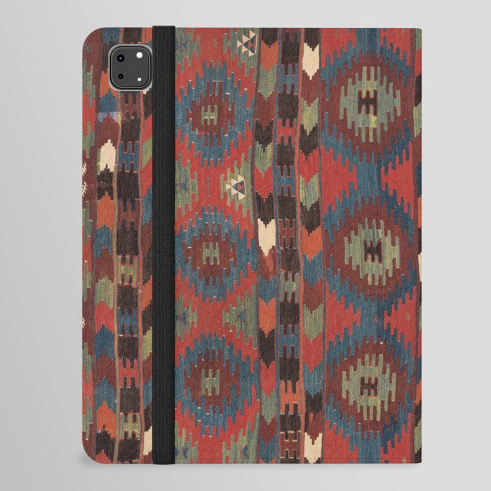 Vintage Red Turkish Rug with Circles and Stripes iPad Folio Case