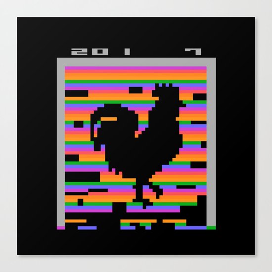 Chinese Zodiac Rooster Design Retro 8-Bit Computer Game Canvas Print