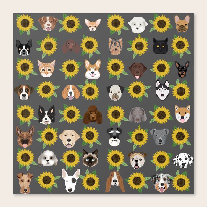 Dogs and cats pet friendly sunflowers animal lover gifts dog breeds cat