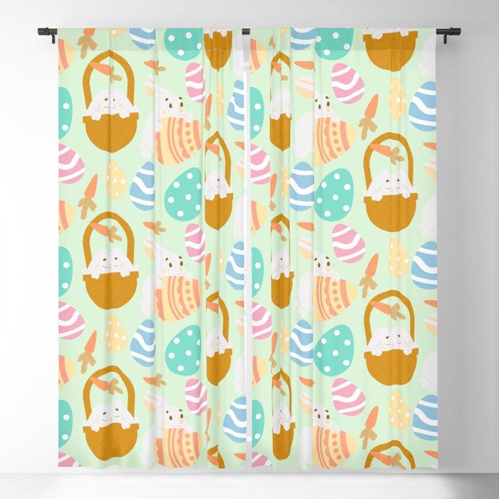 Colorful Pastel Easter Egg Rabbit Pattern Blackout Curtain