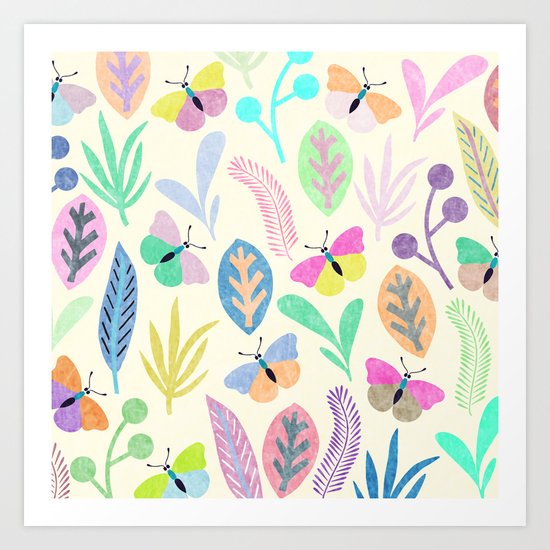 Flower and Butterfly II Art Print