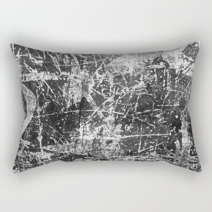 black abstract mono graffiti texture pattern Rectangular Pillow
