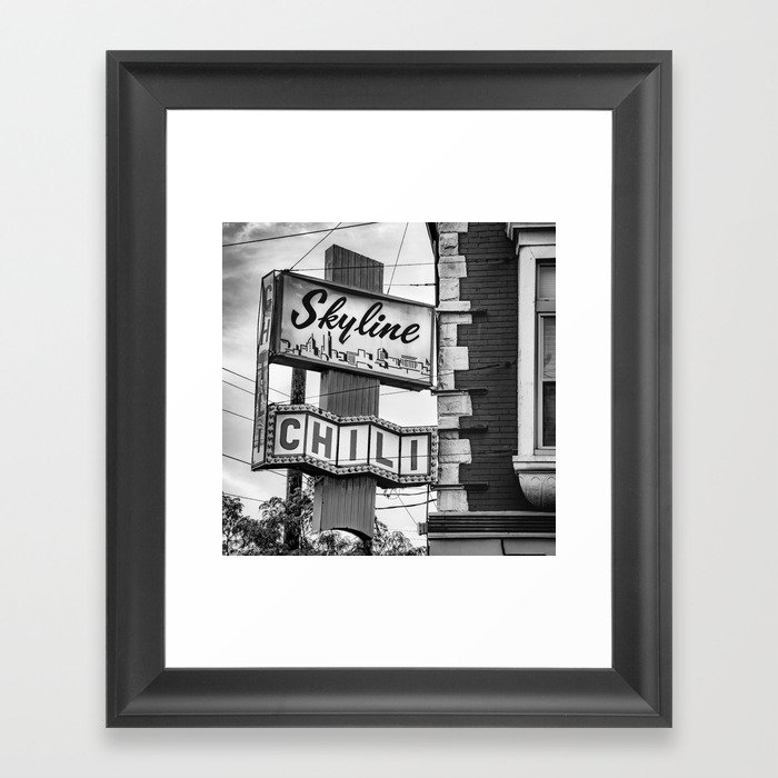 A Fan Favorite - Skyline Chili of Cincinnati - Black and White Framed Art Print