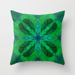 Luck of the Irish Triskillion Spiral and Four Leaf Clover Throw Pillow