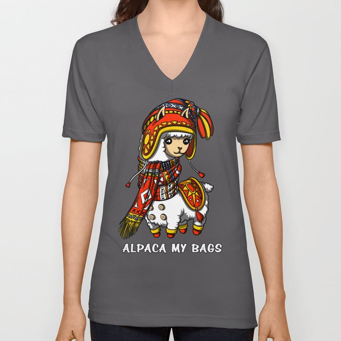 Cute Llama Alpaca My Bags V Neck T Shirt