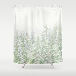 White Winter Forest with a Hint of Mint Shower Curtain | Abstract, Photo, Landscape, Nature 