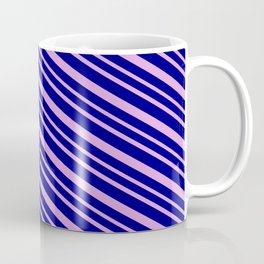 [ Thumbnail: Blue & Plum Colored Striped Pattern Coffee Mug ]