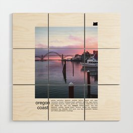 Oregon Coast Sunset and Bridge | Travel Photography Minimalism Wood Wall Art
