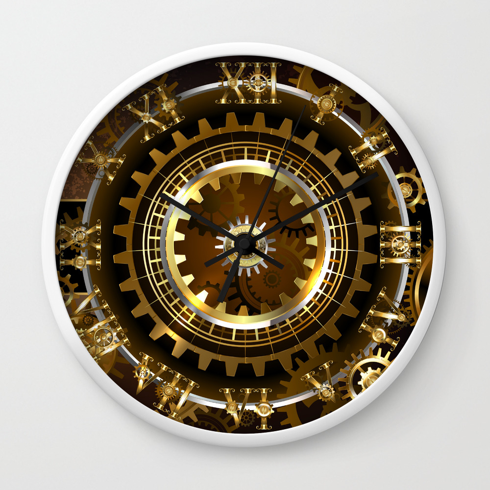 Steampunk Clock With Gears Wall