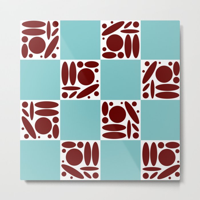 Geometric modern shapes checkerboard 18 Metal Print