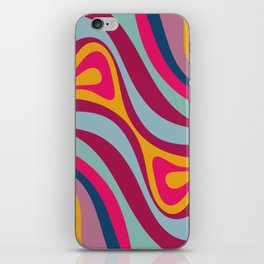 New Groove Colorful Retro Swirl Abstract Pattern Aqua Magenta Blue Pink Mustard iPhone Skin