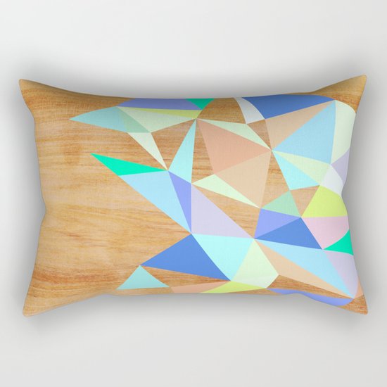 Wooden Geo Aqua Rectangular Pillow