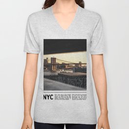 Brooklyn Bridge Minimalist NYC V Neck T Shirt