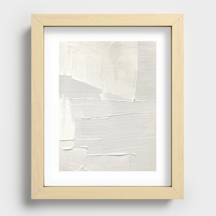 Relief [1]: an abstract, textured piece in white by Alyssa Hamilton Art Recessed Framed Print