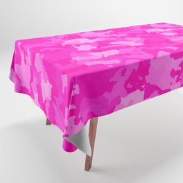 Hot Shocking Neon Pink Girlie Feminine Camo Camouflage Pattern Tablecloth
