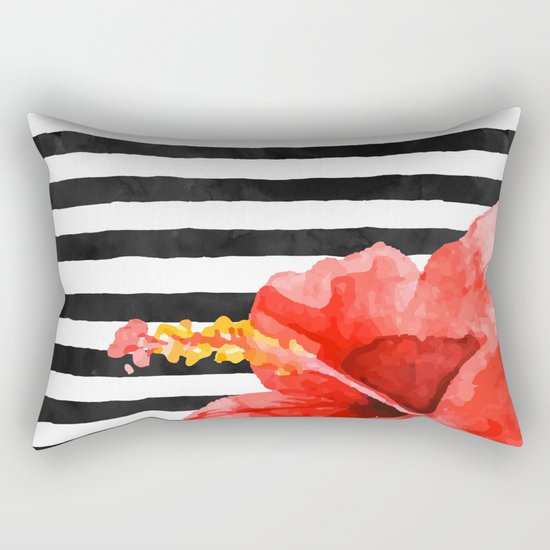 Tropical flower on stripes Rectangular Pillow