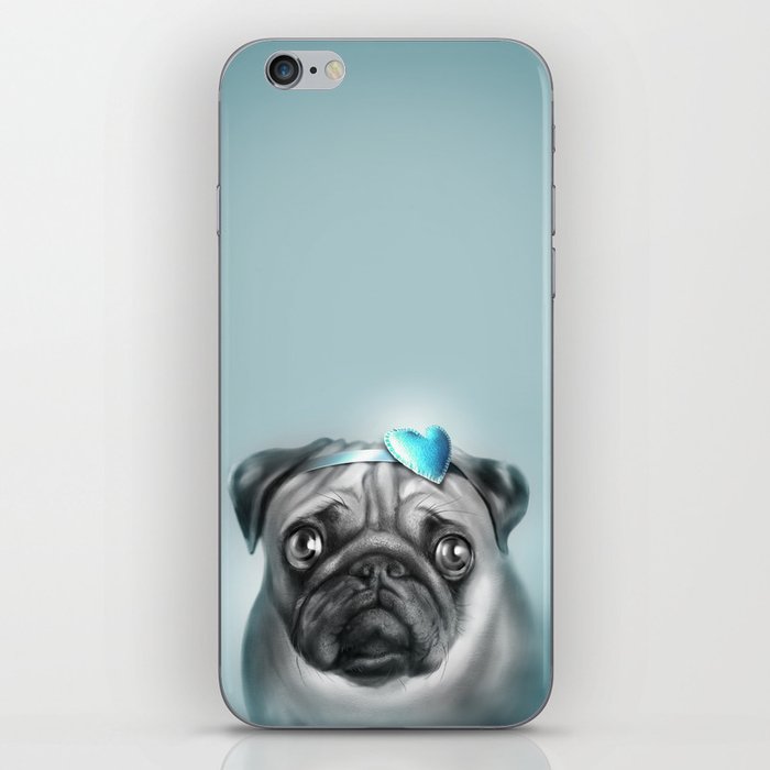 valentines day pug B&W iPhone Skin by rasa77 | Society6