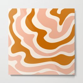 Terracotta Liquid Waves Metal Print