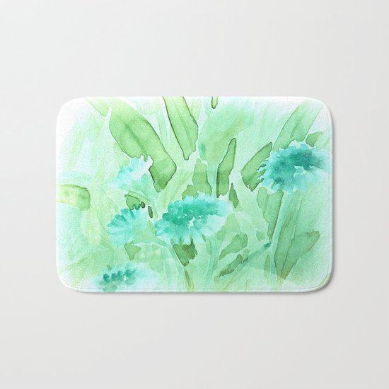 Soft Watercolor Floral Bath Mat