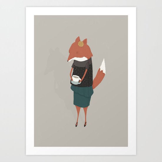 Audrey Enjoys Her Cup of Tea Art Print